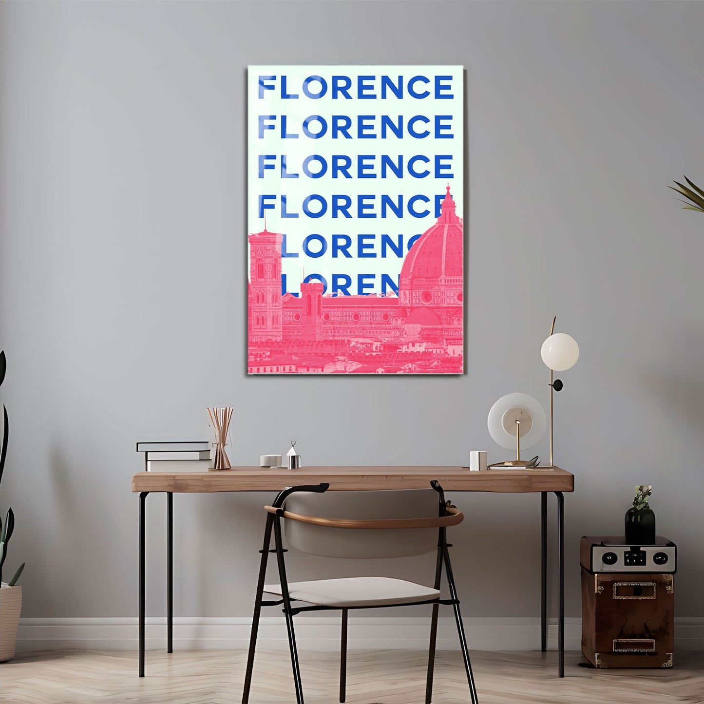 Wes Co Gallery Metal Poster Florence City Colorful Travel 24" x 36" Home Goods - Travel Illustrations Edge to edge Metal Art Print