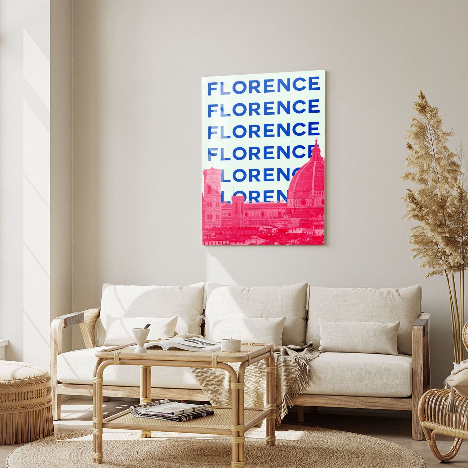 Wes Co Gallery Metal Poster Florence City Colorful Travel 5" x 7" Home Goods - Travel Illustrations Edge to edge Metal Art Print