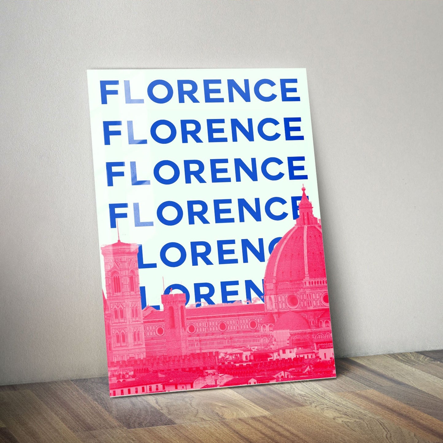 Wes Co Gallery Metal Poster Florence City Colorful Travel 11" x 14" Home Goods - Travel Illustrations Edge to edge Metal Art Print