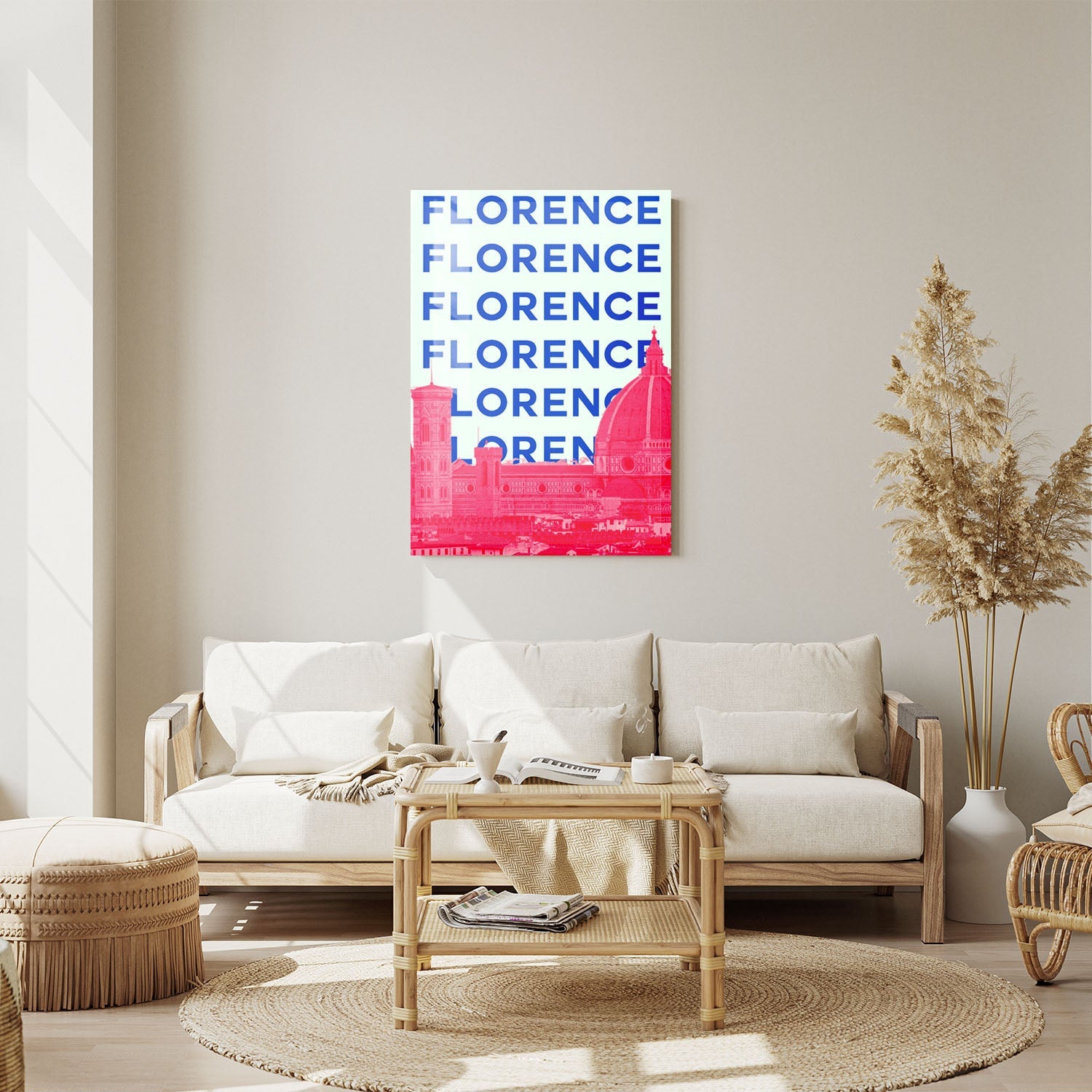 Wes Co Gallery Metal Poster Florence City Colorful Travel 11" x 14" Home Goods - Travel Illustrations Edge to edge Metal Art Print