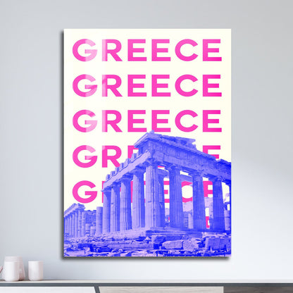 Wes Co Gallery Metal Poster Greece City Colorful Travel 11" x 17" Home Goods - Travel Illustrations Edge to edge Metal Art Print