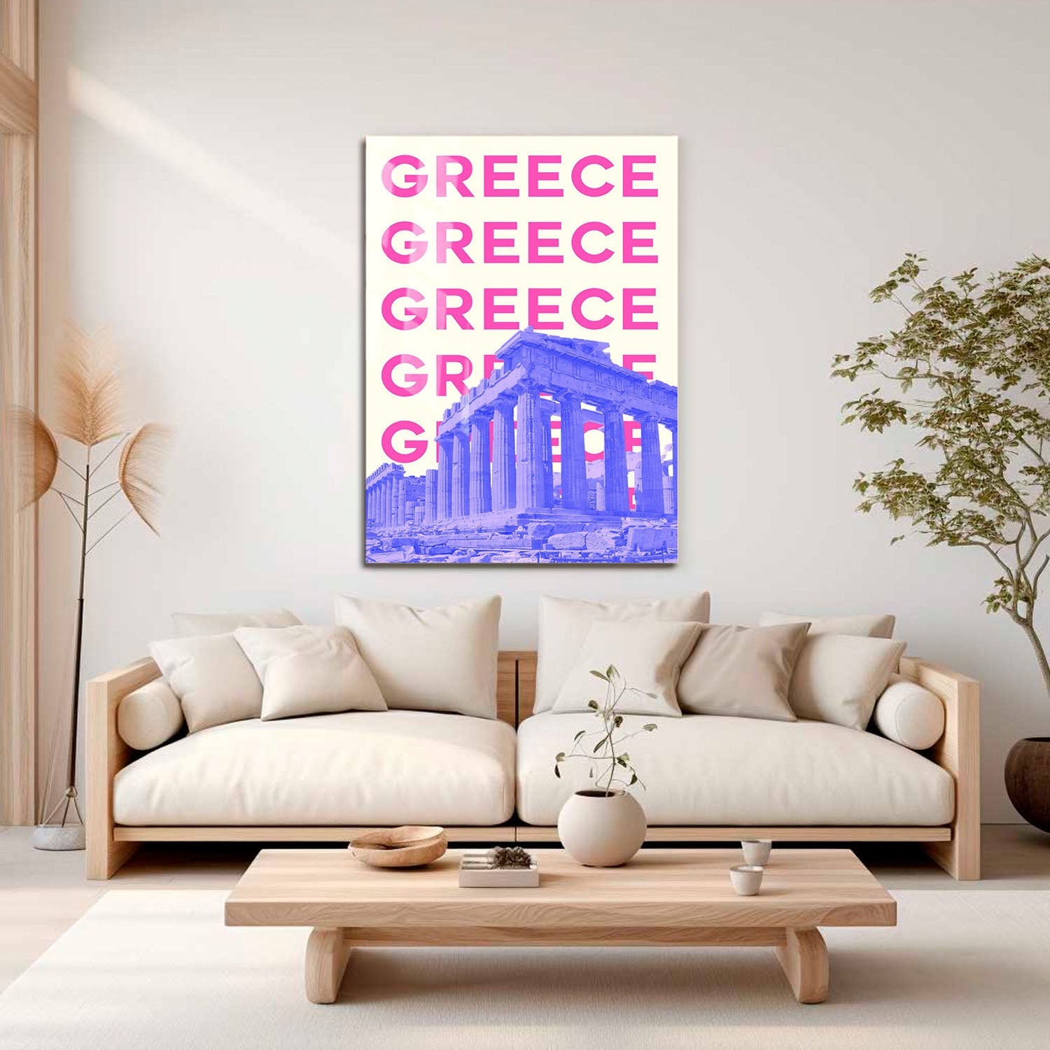 Wes Co Gallery Metal Poster Greece City Colorful Travel 16" x 24" Home Goods - Travel Illustrations Edge to edge Metal Art Print