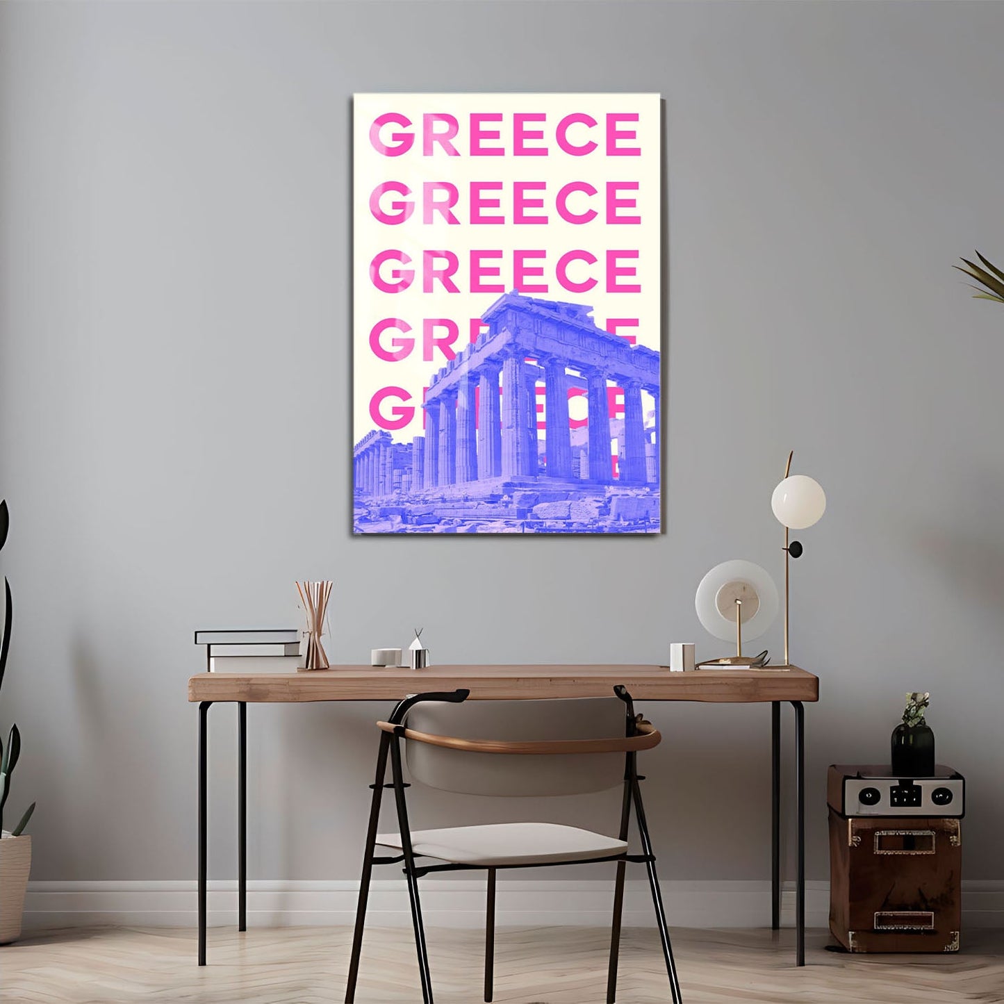 Wes Co Gallery Metal Poster Greece City Colorful Travel 24" x 36" Home Goods - Travel Illustrations Edge to edge Metal Art Print