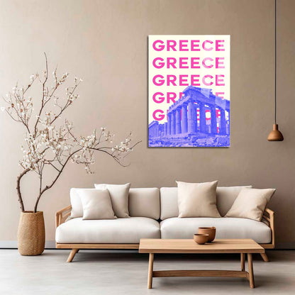 Wes Co Gallery Metal Poster Greece City Colorful Travel 5" x 7" Home Goods - Travel Illustrations Edge to edge Metal Art Print