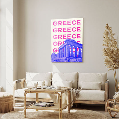 Wes Co Gallery Metal Poster Greece City Colorful Travel 5" x 7" Home Goods - Travel Illustrations Edge to edge Metal Art Print