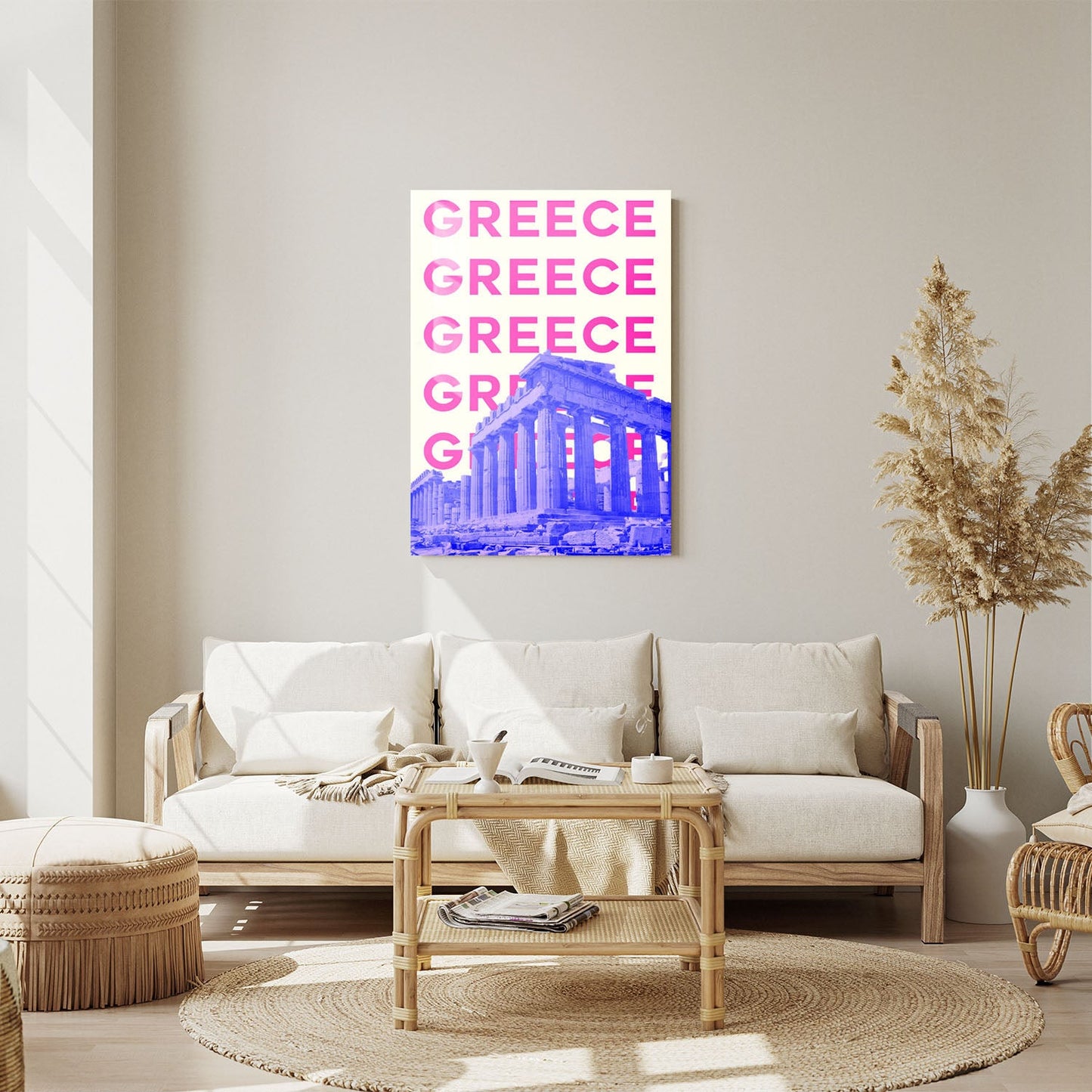 Wes Co Gallery Metal Poster Greece City Colorful Travel 11" x 14" Home Goods - Travel Illustrations Edge to edge Metal Art Print