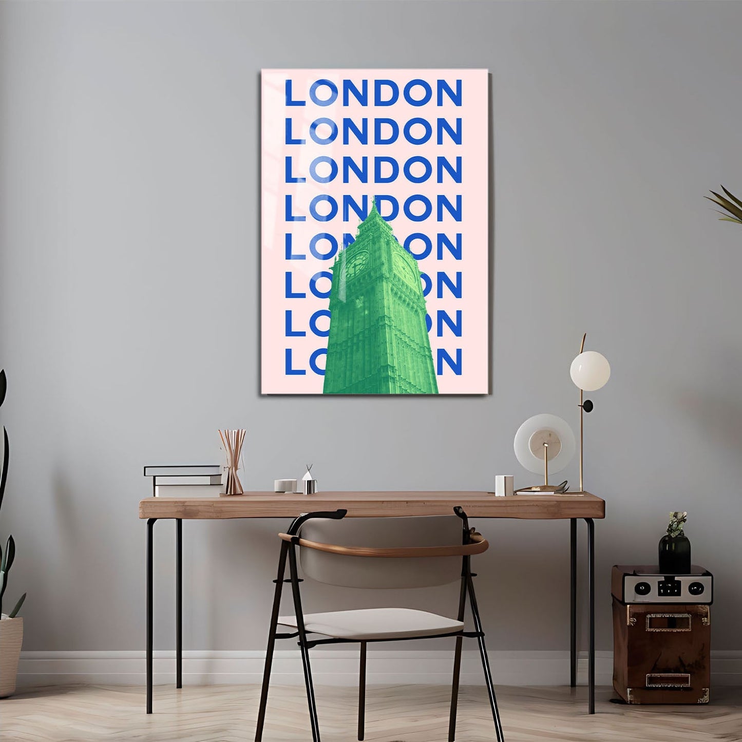 Wes Co Gallery Metal Poster London Big Ben City Colorful Travel 24" x 36" Home Goods - Travel Illustrations Edge to edge Metal Art Print