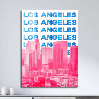 Wes Co Gallery Metal Poster Los Angeles City Colorful Travel 11" x 17" Home Goods - Travel Illustrations Edge to edge Metal Art Print