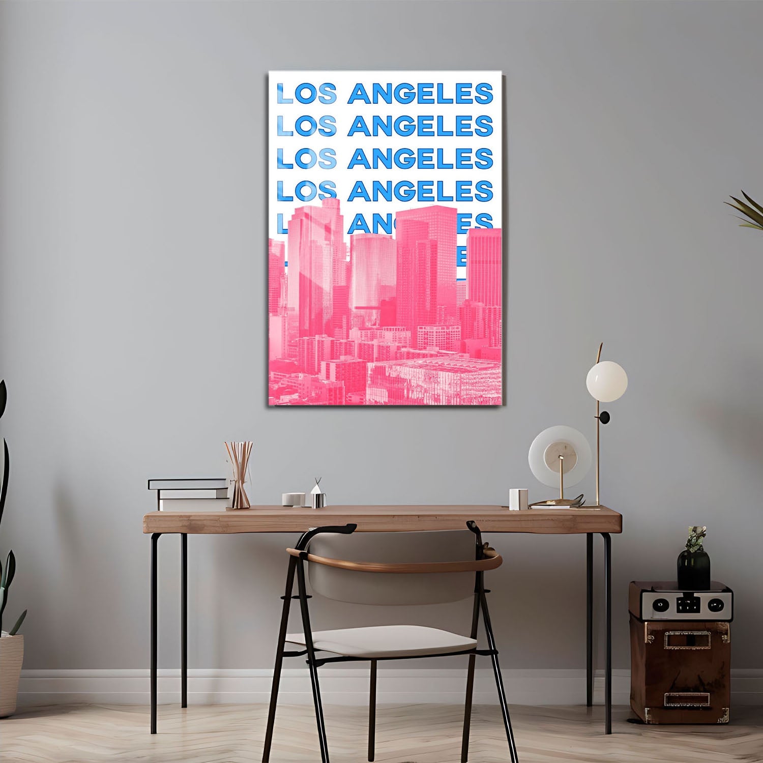 Wes Co Gallery Metal Poster Los Angeles City Colorful Travel 24" x 36" Home Goods - Travel Illustrations Edge to edge Metal Art Print