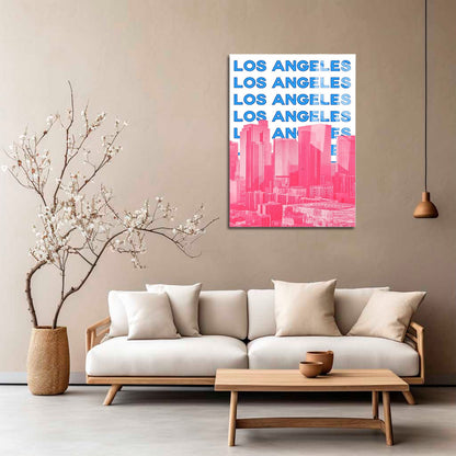 Wes Co Gallery Metal Poster Los Angeles City Colorful Travel 5" x 7" Home Goods - Travel Illustrations Edge to edge Metal Art Print