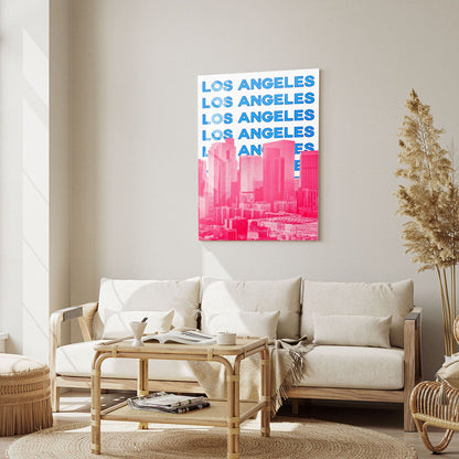 Wes Co Gallery Metal Poster Los Angeles City Colorful Travel 5" x 7" Home Goods - Travel Illustrations Edge to edge Metal Art Print