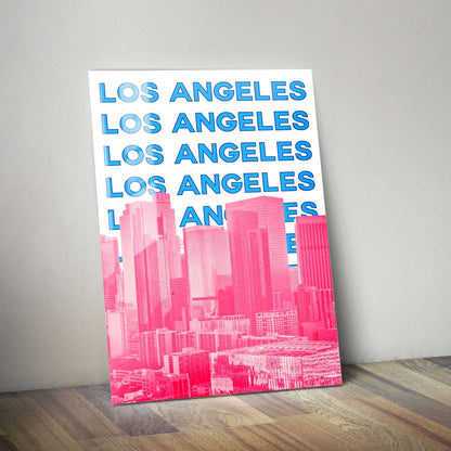 Wes Co Gallery Metal Poster Los Angeles City Colorful Travel 11" x 14" Home Goods - Travel Illustrations Edge to edge Metal Art Print