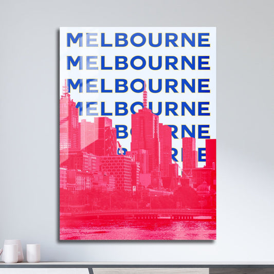 Wes Co Gallery Metal Poster Melbourne City Colorful Travel 11" x 17" Home Goods - Travel Illustrations Edge to edge Metal Art Print