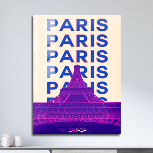 Wes Co Gallery Metal Poster Paris City Colorful Travel 11" x 17" Home Goods - Travel Illustrations Edge to edge Metal Art Print