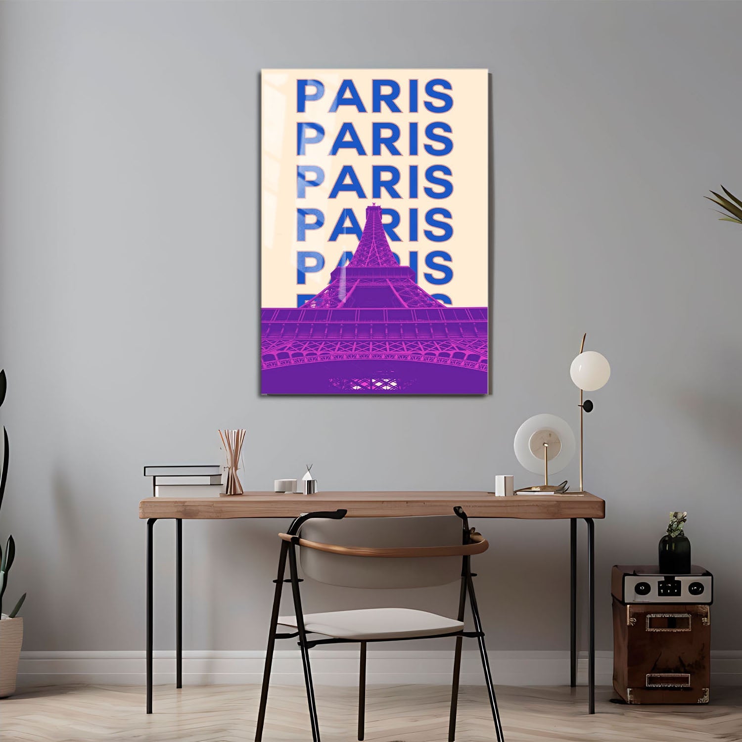 Wes Co Gallery Metal Poster Paris City Colorful Travel 24" x 36" Home Goods - Travel Illustrations Edge to edge Metal Art Print