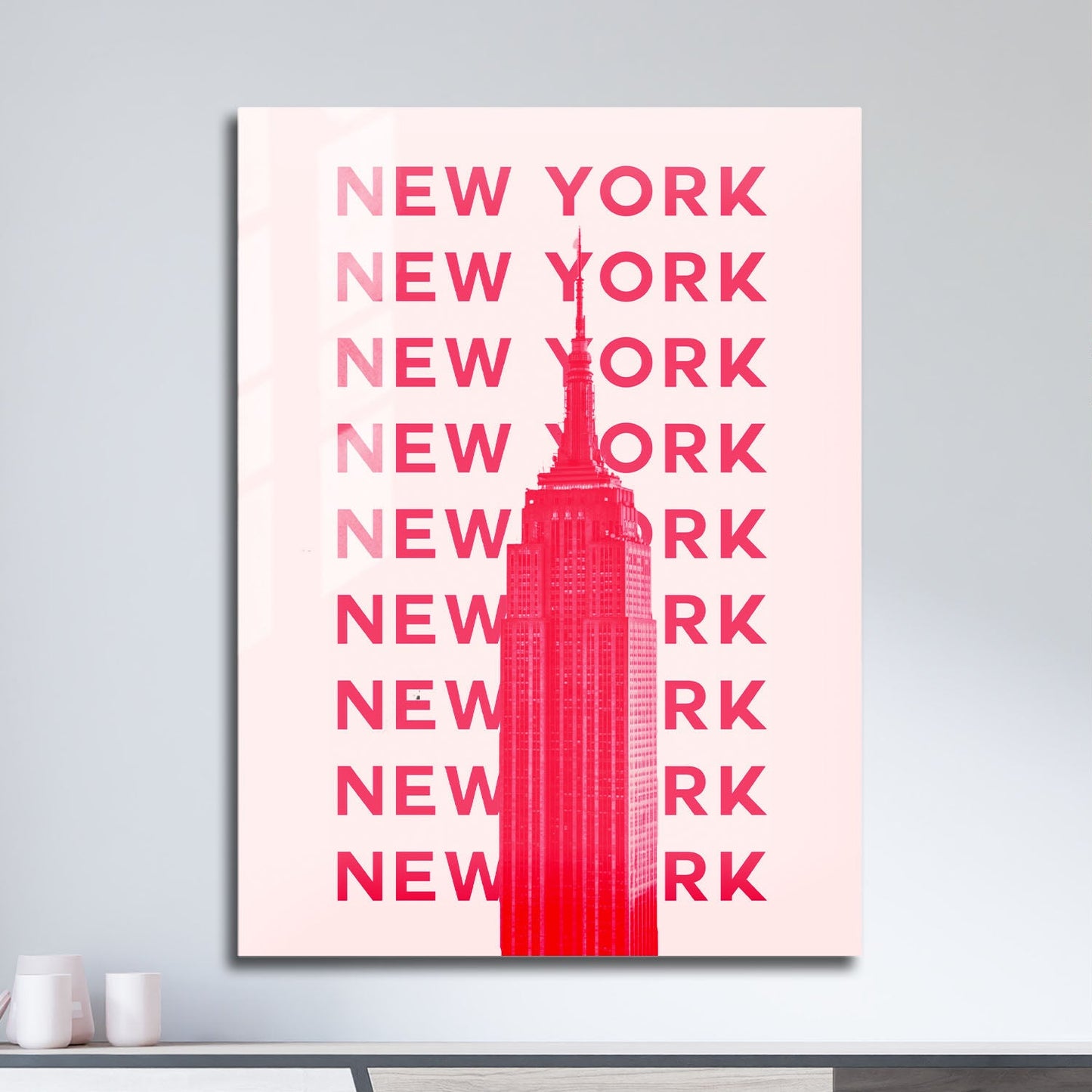 Wes Co Gallery Metal Poster Pink New York City Colorful Travel 11" x 17" Home Goods - Travel Illustrations Edge to edge Metal Art Print