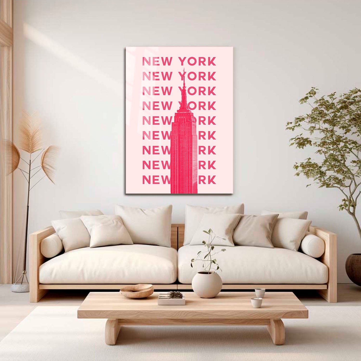 Wes Co Gallery Metal Poster Pink New York City Colorful Travel 16" x 24" Home Goods - Travel Illustrations Edge to edge Metal Art Print