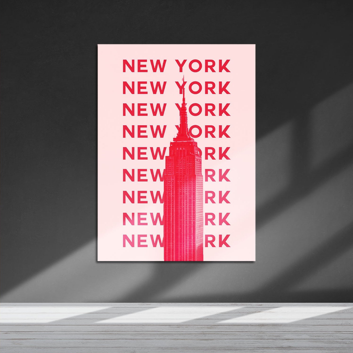 Wes Co Gallery Metal Poster Pink New York City Colorful Travel 16" x 24" Home Goods - Travel Illustrations Edge to edge Metal Art Print