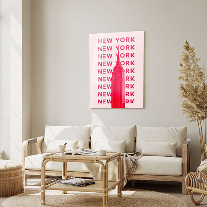 Wes Co Gallery Metal Poster Pink New York City Colorful Travel 5" x 7" Home Goods - Travel Illustrations Edge to edge Metal Art Print