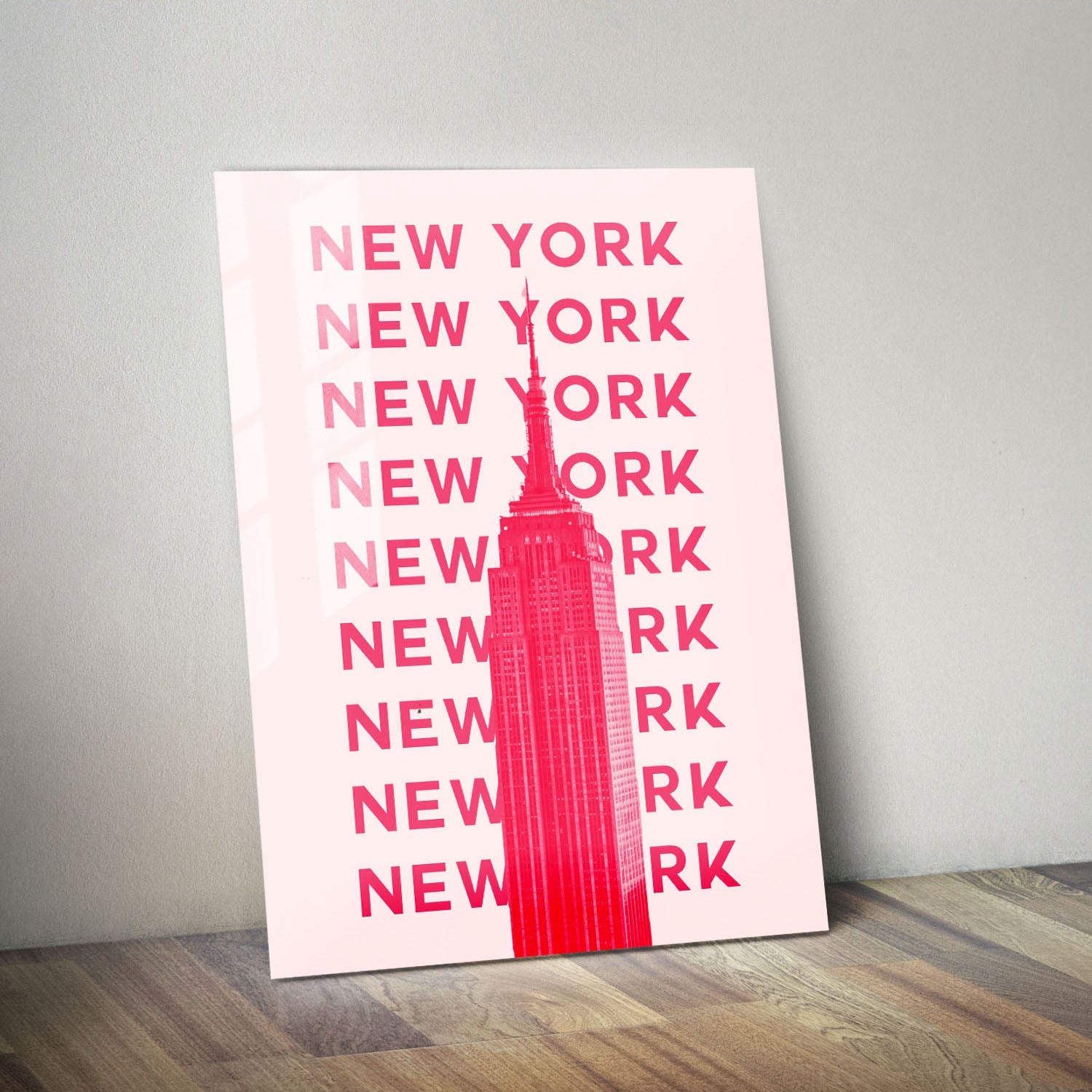 Wes Co Gallery Metal Poster Pink New York City Colorful Travel 11" x 14" Home Goods - Travel Illustrations Edge to edge Metal Art Print