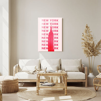 Wes Co Gallery Metal Poster Pink New York City Colorful Travel 11" x 14" Home Goods - Travel Illustrations Edge to edge Metal Art Print