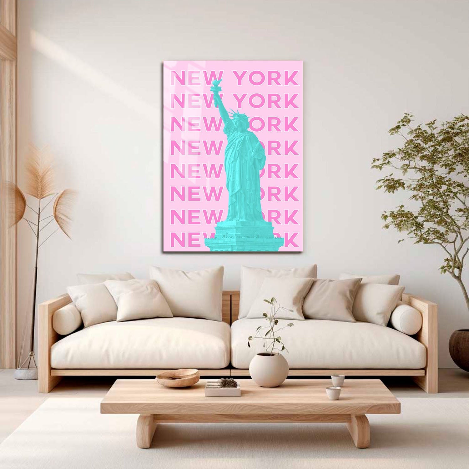 Wes Co Gallery Metal Poster Statue of Liberty NY City Colorful Travel 16" x 24" Home Goods - Travel Illustrations Edge to edge Metal Art Print