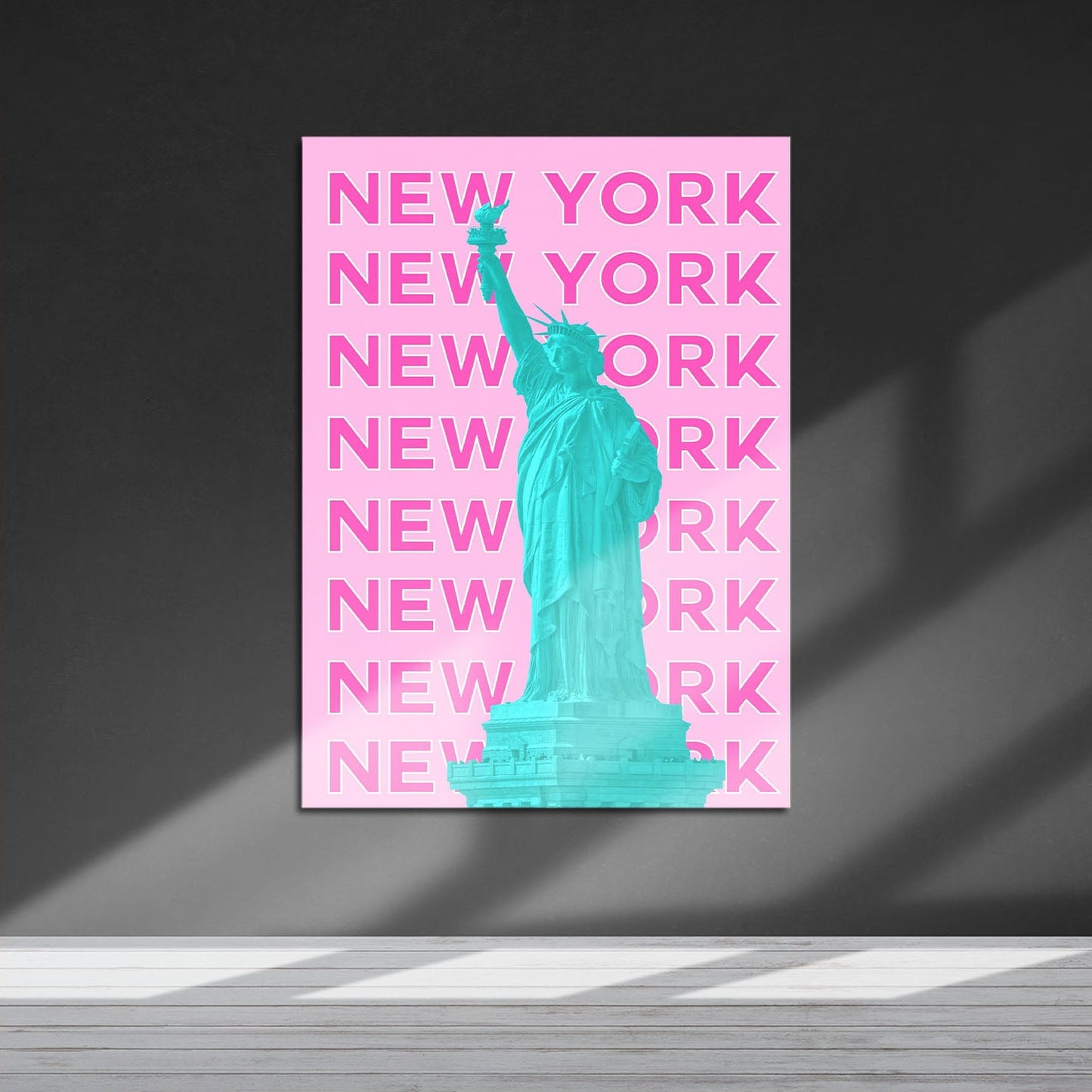 Wes Co Gallery Metal Poster Statue of Liberty NY City Colorful Travel 16" x 24" Home Goods - Travel Illustrations Edge to edge Metal Art Print