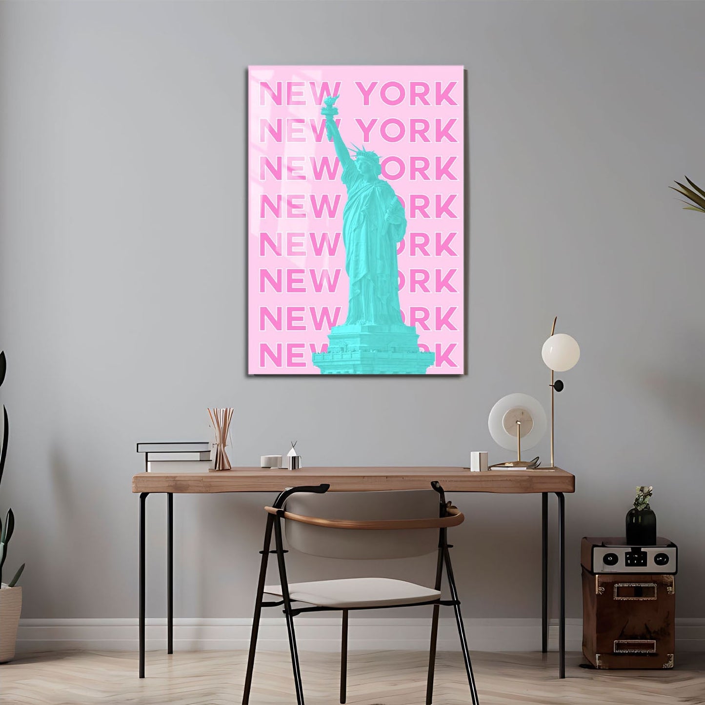 Wes Co Gallery Metal Poster Statue of Liberty NY City Colorful Travel 24" x 36" Home Goods - Travel Illustrations Edge to edge Metal Art Print