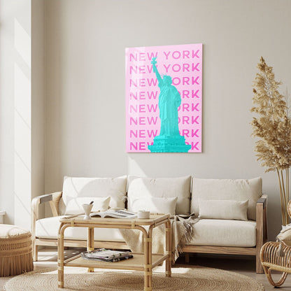 Wes Co Gallery Metal Poster Statue of Liberty NY City Colorful Travel 5" x 7" Home Goods - Travel Illustrations Edge to edge Metal Art Print