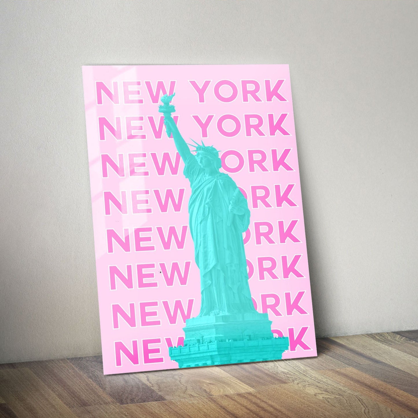 Wes Co Gallery Metal Poster Statue of Liberty NY City Colorful Travel 11" x 14" Home Goods - Travel Illustrations Edge to edge Metal Art Print