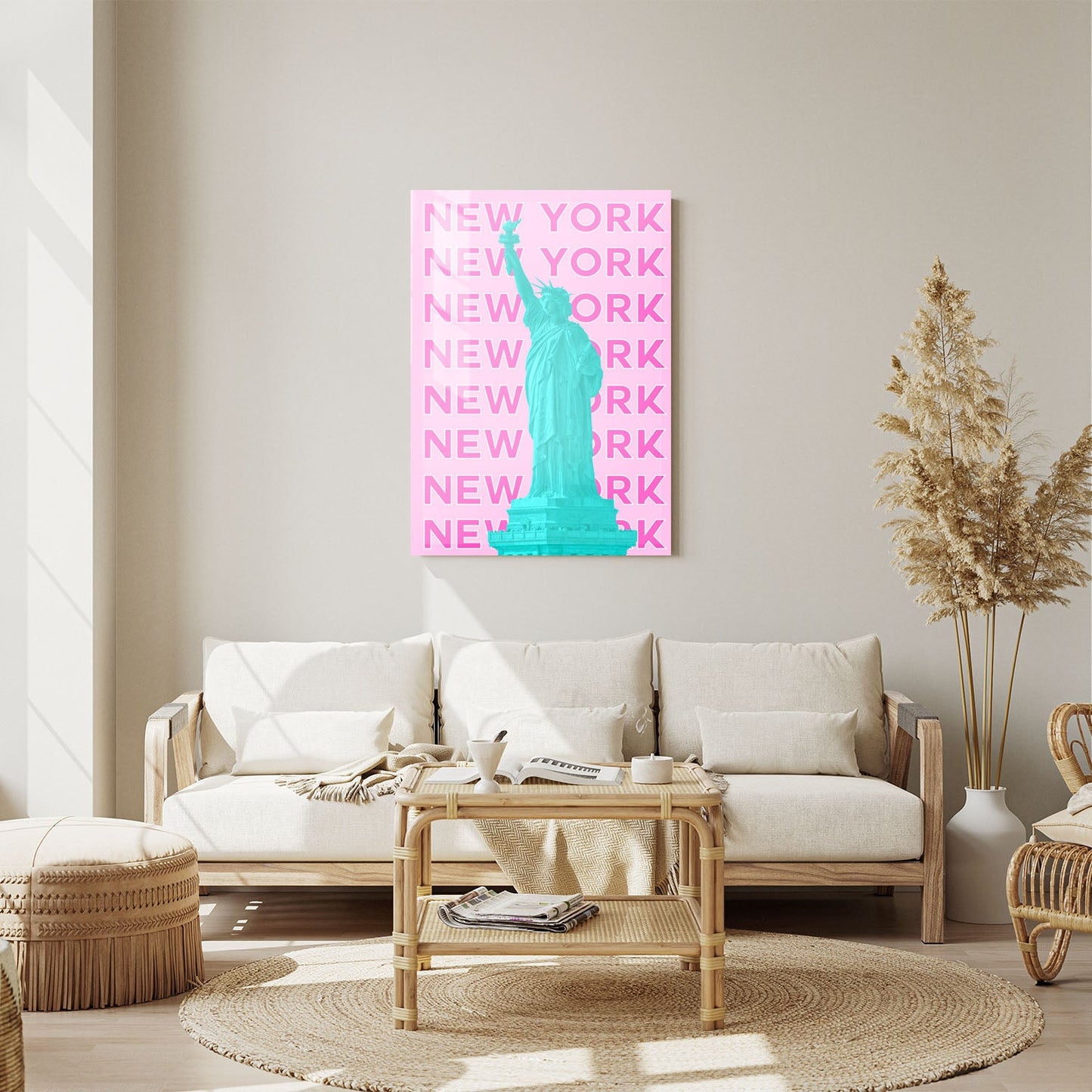 Wes Co Gallery Metal Poster Statue of Liberty NY City Colorful Travel 11" x 14" Home Goods - Travel Illustrations Edge to edge Metal Art Print