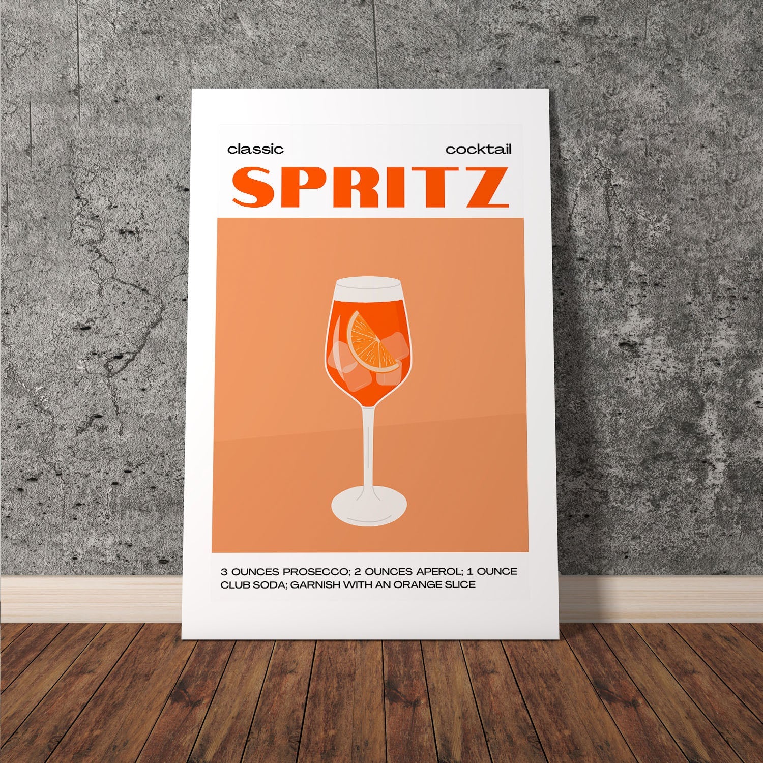 Wes Co Gallery Poster Classic Aperol Spritz Cocktail Poster 11 x 17" Home Goods - Coffee  Art Print