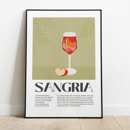 Wes Co Gallery Poster Refreshing Sangria Recipe Poster 8 x 10" Home Goods - Coffee  Art Print