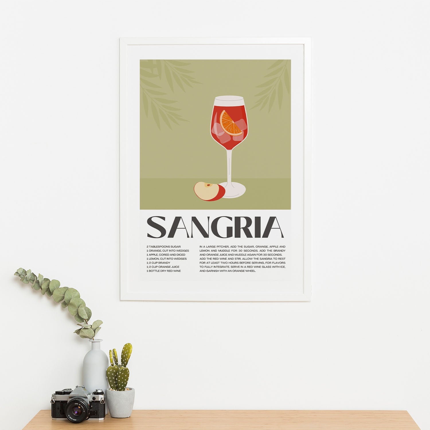 Wes Co Gallery Poster Refreshing Sangria Recipe Poster 16 x 20" Home Goods - Coffee  Art Print
