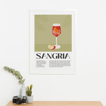 Wes Co Gallery Poster Refreshing Sangria Recipe Poster 16 x 20" Home Goods - Coffee  Art Print