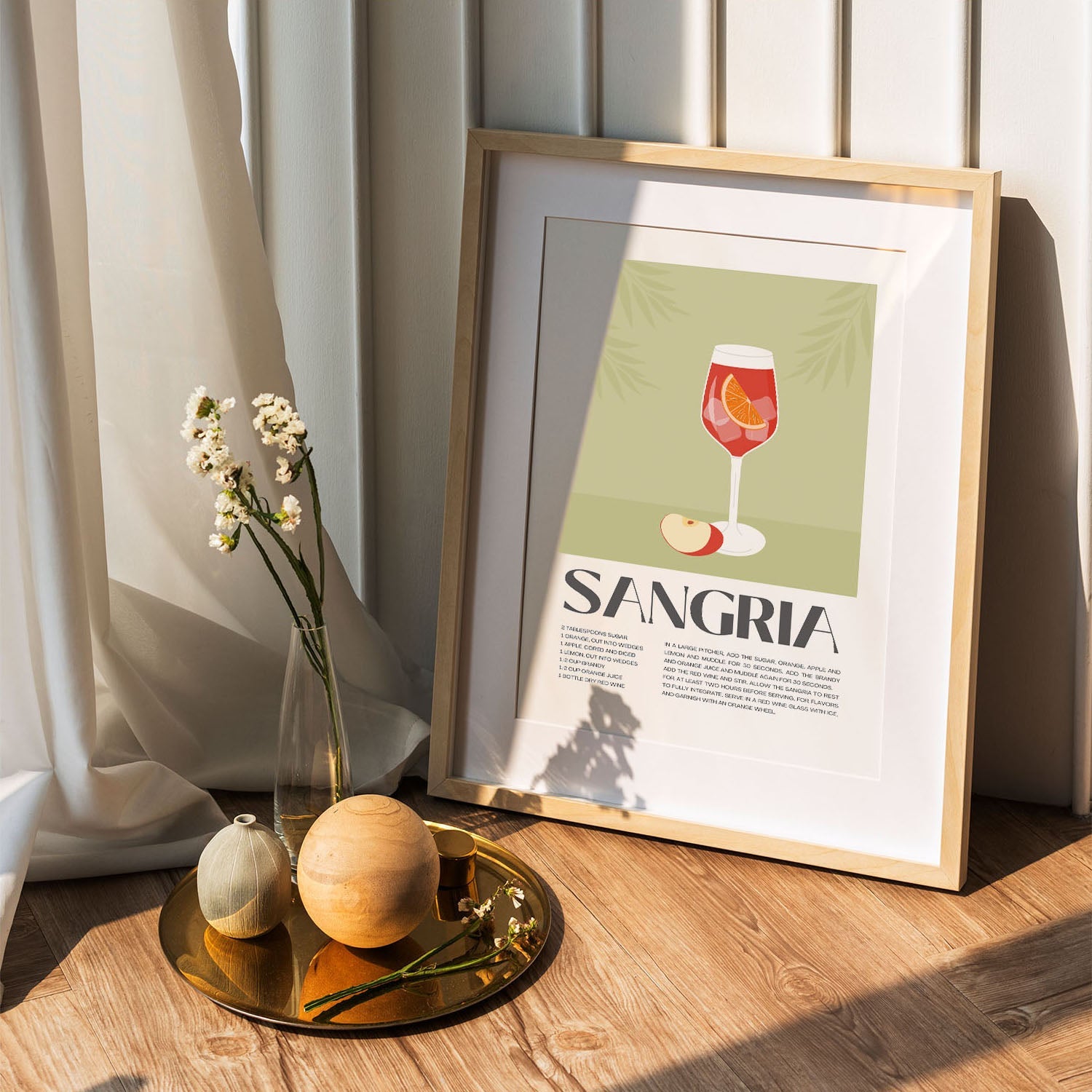 Wes Co Gallery Poster Refreshing Sangria Recipe Poster 5 x 7" Home Goods - Coffee  Art Print