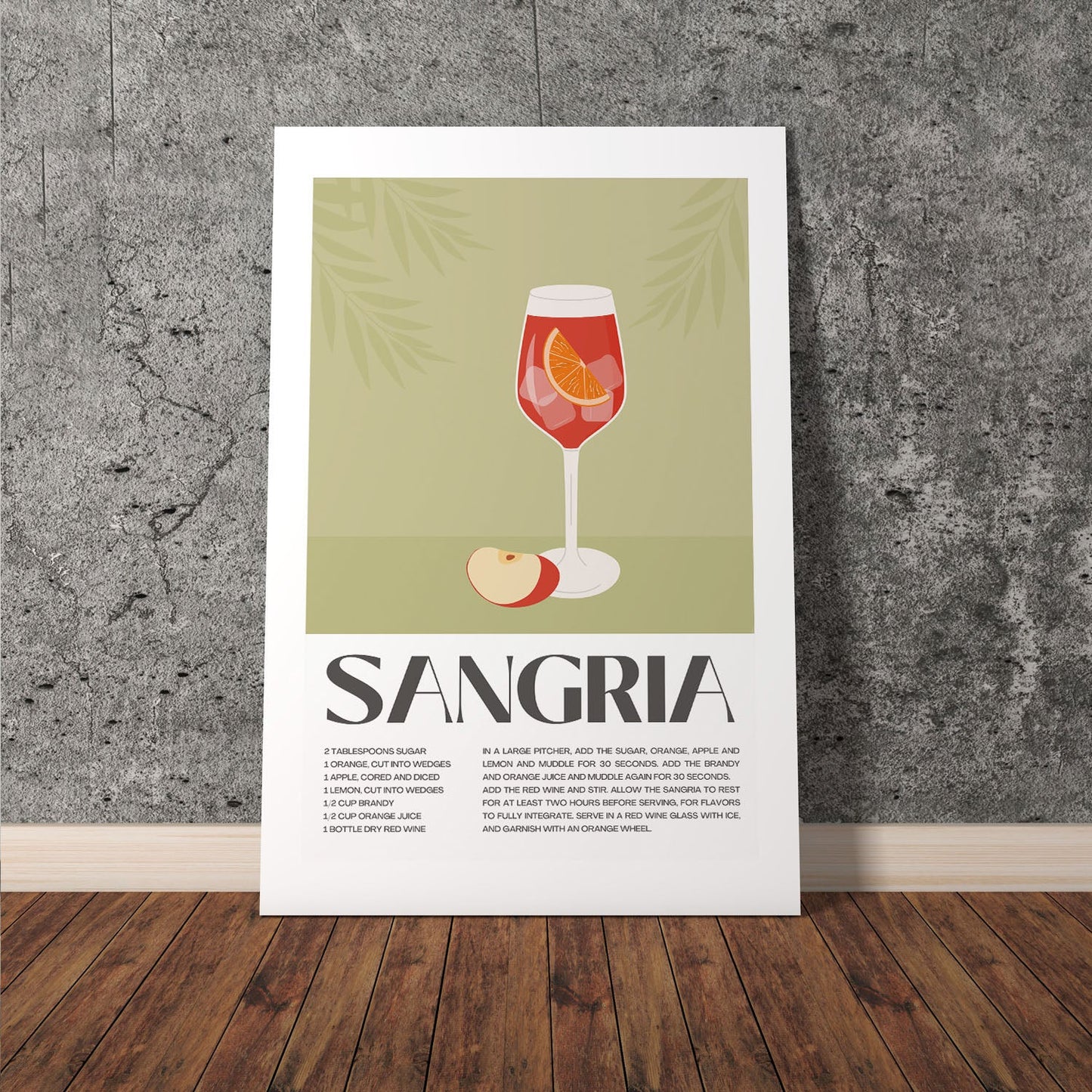 Wes Co Gallery Poster Refreshing Sangria Recipe Poster 11 x 17" Home Goods - Coffee  Art Print