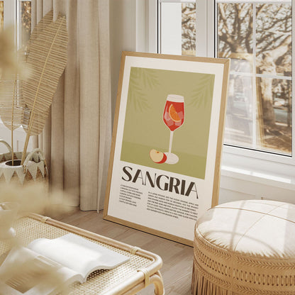 Wes Co Gallery Poster Refreshing Sangria Recipe Poster 11 x 17" Home Goods - Coffee  Art Print