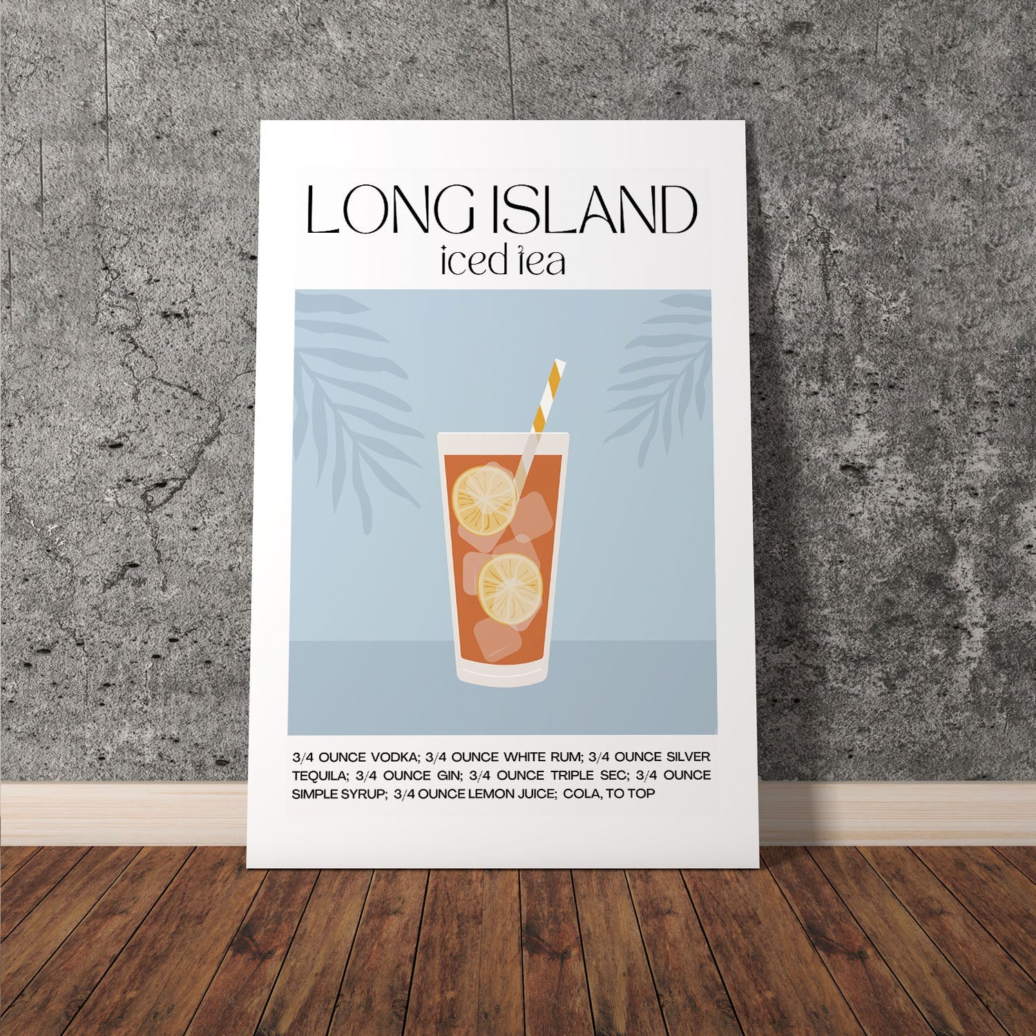 Wes Co Gallery Poster Long Island Iced Tea Recipe Poster 11 x 17" Home Goods - Coffee  Art Print