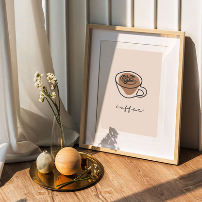 Wes Co Gallery Poster Simple Coffee Line Poster 5 x 7" Home Goods - Coffee  Art Print