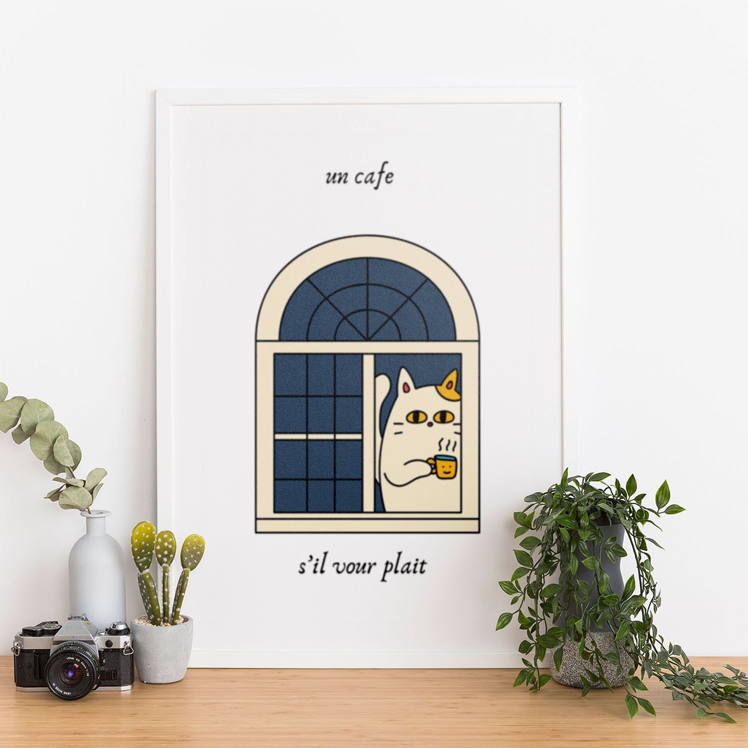 Wes Co Gallery Poster Cat Cafe Charm 12 x 16" Home Goods - Coffee  Art Print