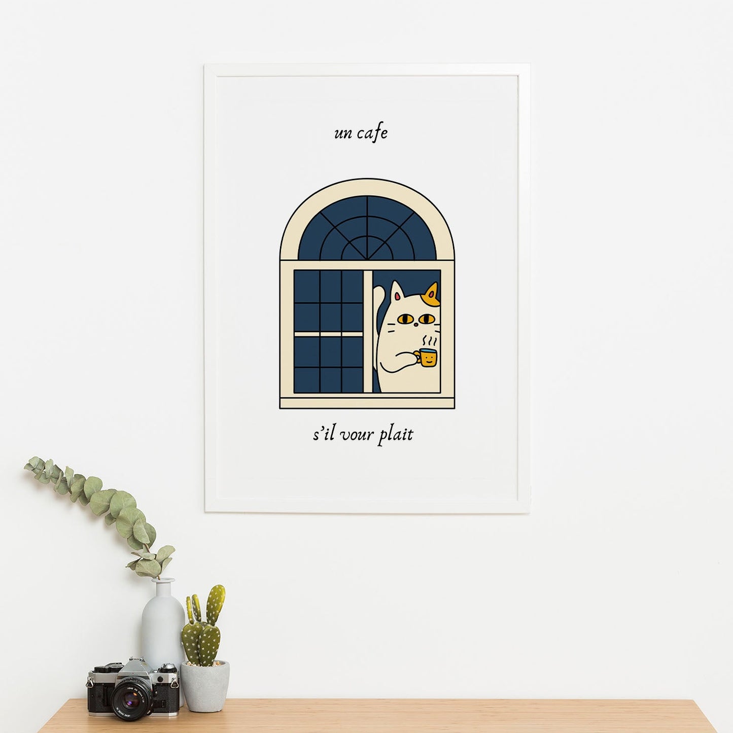 Wes Co Gallery Poster Cat Cafe Charm 16 x 20" Home Goods - Coffee  Art Print