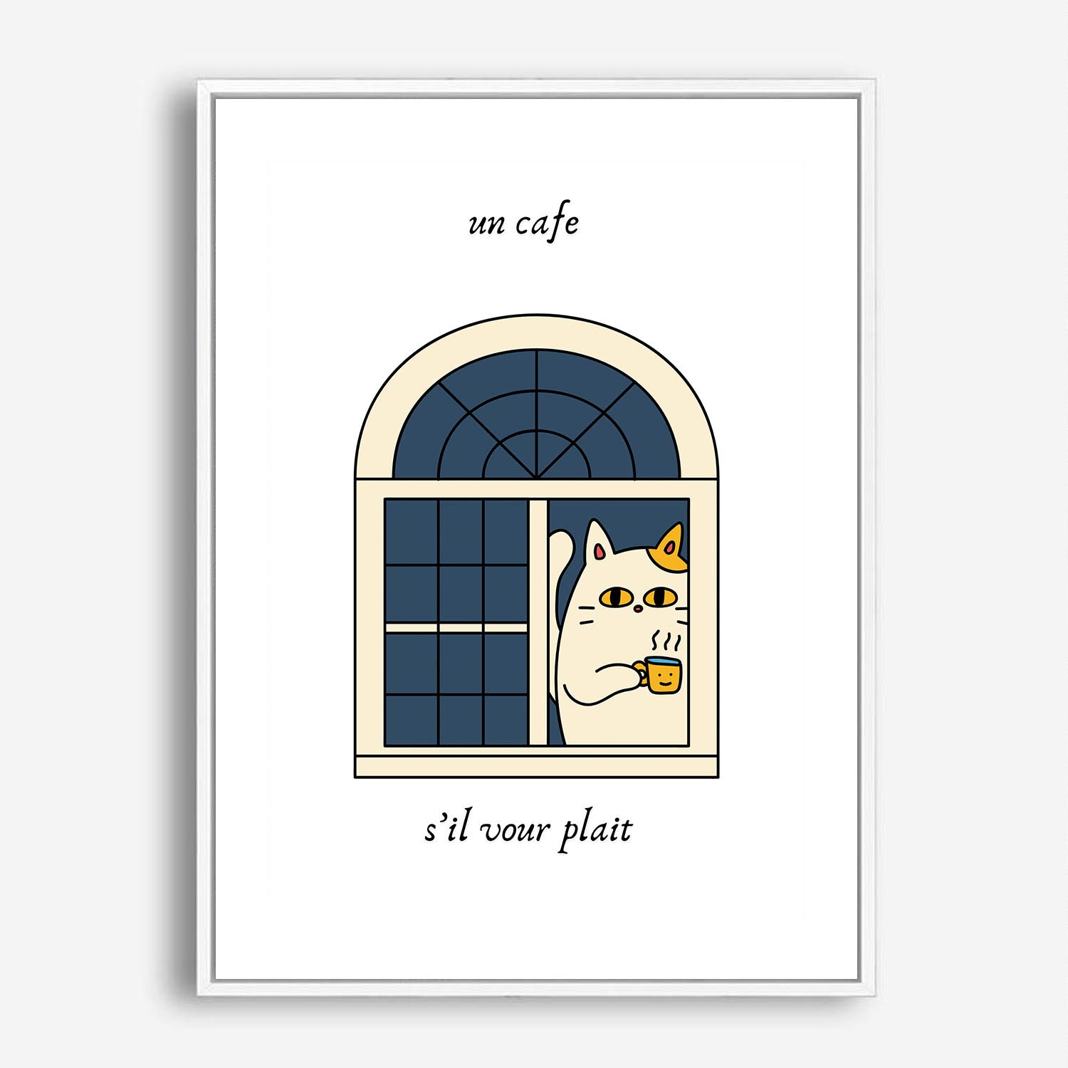 Wes Co Gallery Poster Cat Cafe Charm 5 x 7" Home Goods - Coffee  Art Print