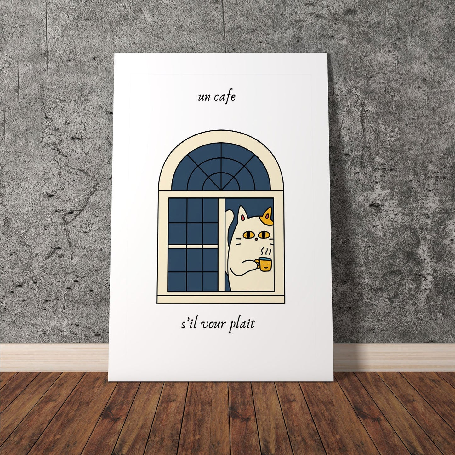 Wes Co Gallery Poster Cat Cafe Charm 11 x 17" Home Goods - Coffee  Art Print