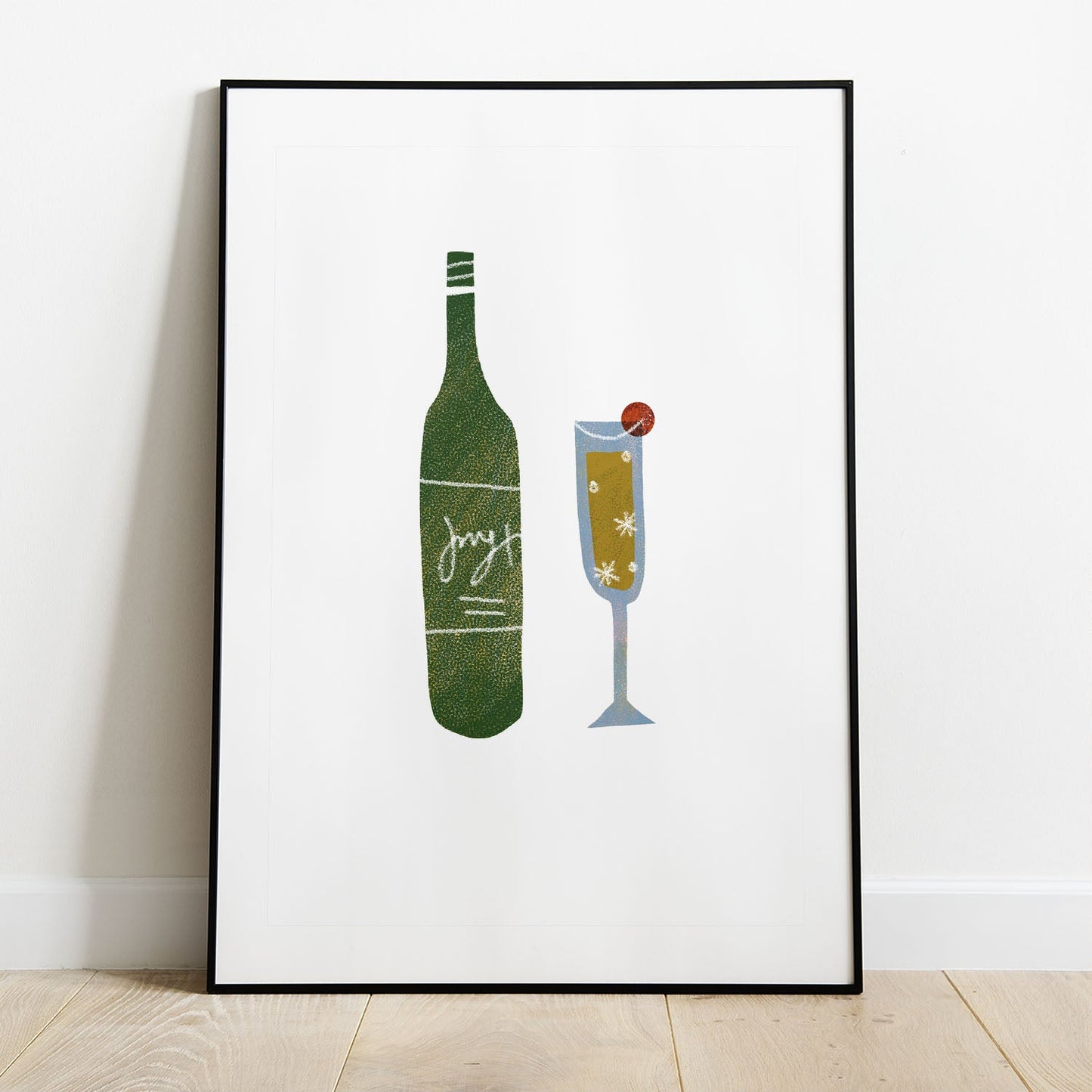 Wes Co Gallery Poster Bottle & Glass 8 x 10" Home Goods - Coffee  Art Print