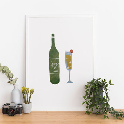 Wes Co Gallery Poster Bottle & Glass 12 x 16" Home Goods - Coffee  Art Print