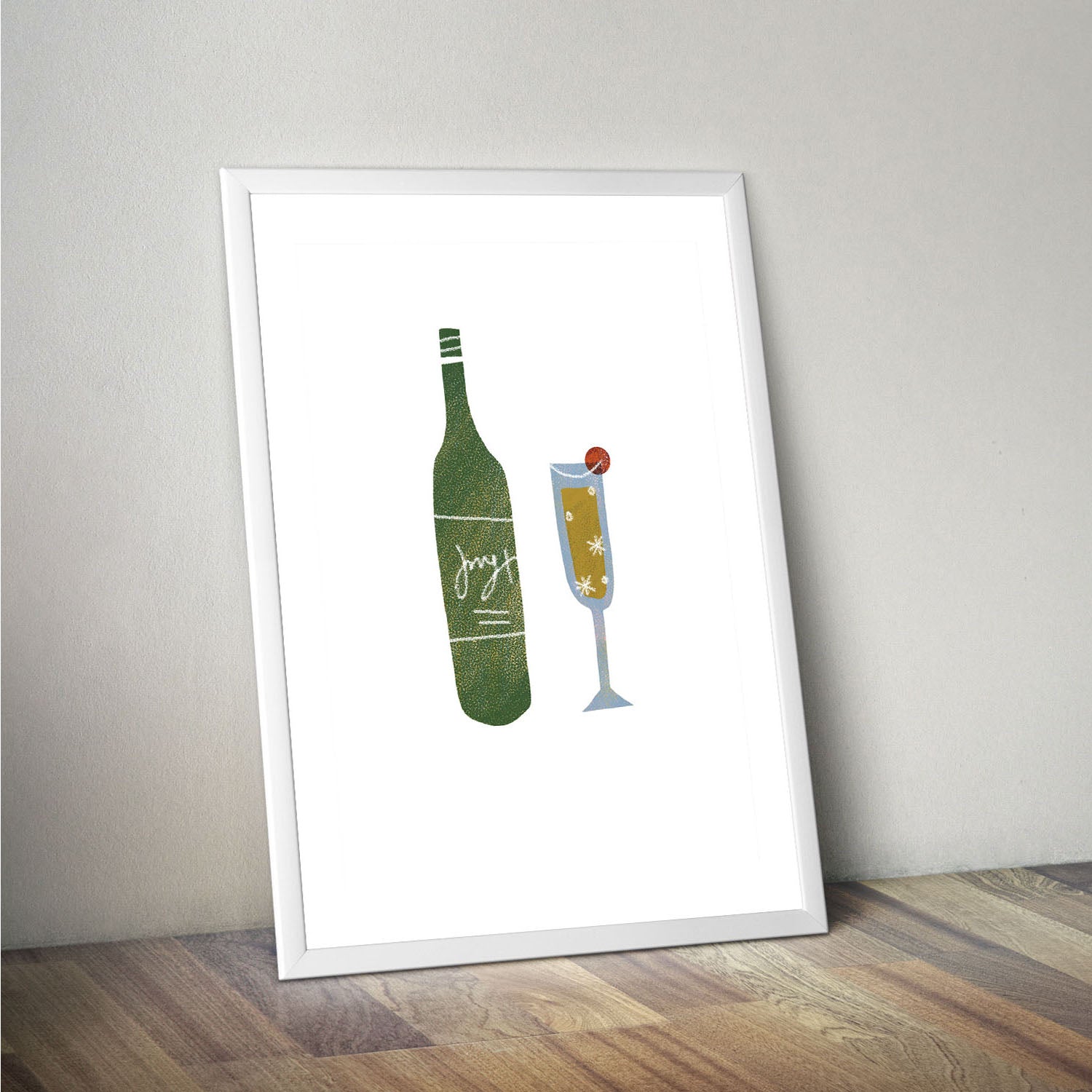 Wes Co Gallery Poster Bottle & Glass 16 x 20" Home Goods - Coffee  Art Print