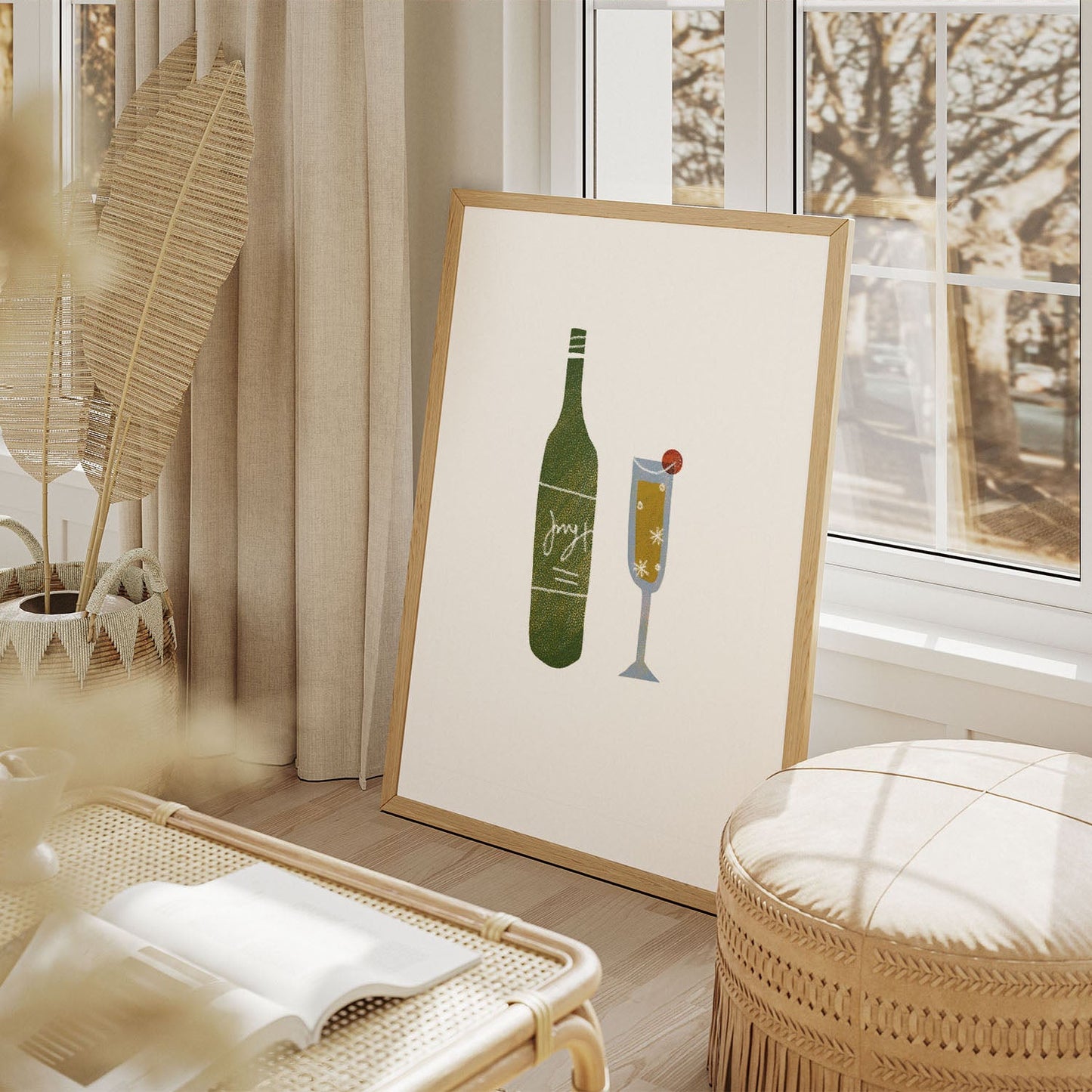 Wes Co Gallery Poster Bottle & Glass 11 x 17" Home Goods - Coffee  Art Print