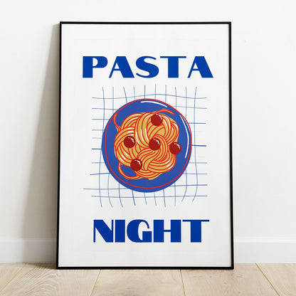 Wes Co Gallery Poster Pasta Night Blue 8 x 10" Home Goods - Coffee  Art Print