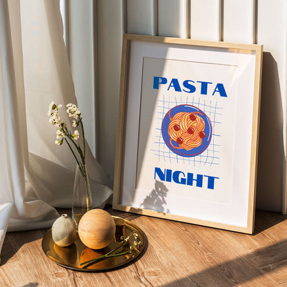 Wes Co Gallery Poster Pasta Night Blue 5 x 7" Home Goods - Coffee  Art Print